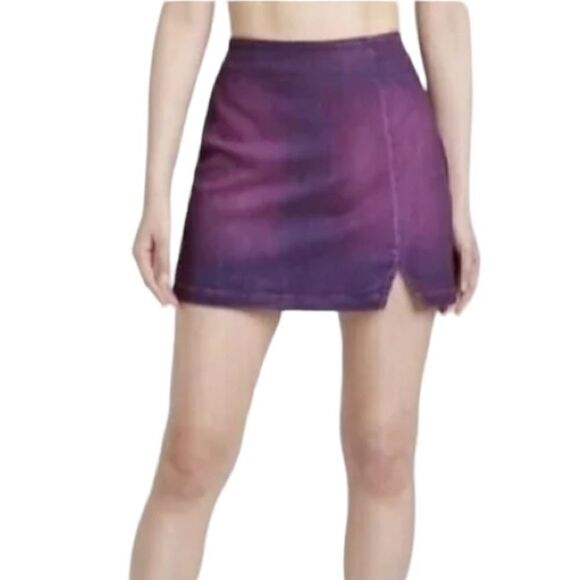 Wild Fable Purple Mid-Rise Notch Front Denim Mini Skirt, Size 4, NWT - Picture 1 of 5